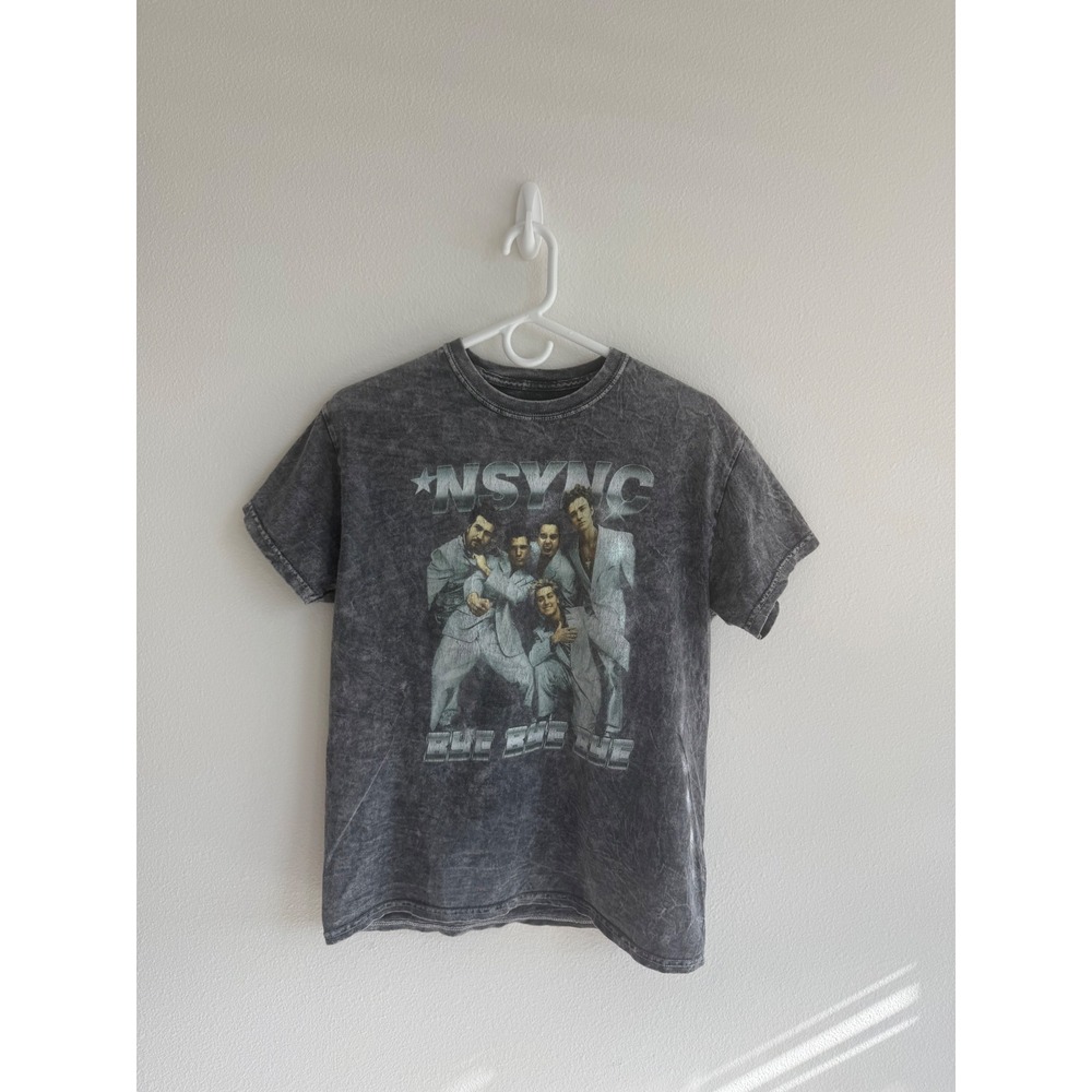 NSYNC Bye Bye Bye Graphic T-Shirt Goodie Two Sleeves Acid Wash Grey SM